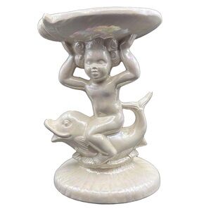 Vintage Holland Mold Lusterware Cherub Dolphin Ceramic Soap Holder Dish